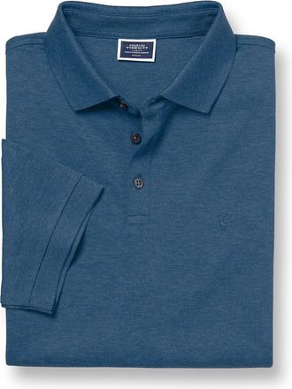 CHARLES TYRWHITT Pique Cotton Polo - Indigo Marl Size Large by Charles Tyrwhitt