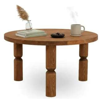 Dmora Mesa De Caf&eacute; Dpogb, Mesa De Centro Baja, Revistero Para Sof&aacute;, Estante De La Sala De Estar, 70x70h40 Cm, Roble - Dmora