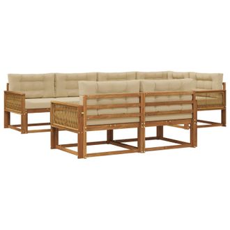 vidaXL Conjunto De Sof&aacute;s De Exterior Con Coj&iacute;n 7 Pcs Natural Y Beige Vidaxl