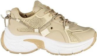 Laura Biagiotti Luxe Platform Sneakers met Strass Borduurwerk - Dames - Sneakers - Beige - 38 EU - Schoenen