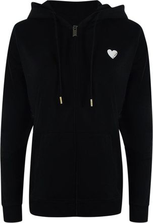 Moschino Womens Love Small White Heart Logo Black Zip Hoodie Cotton - Size X-Large