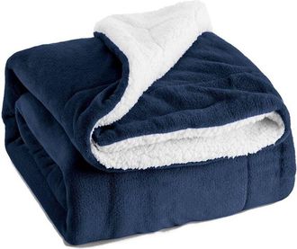 OEM Manta De Forro Polar Sherpa De 130 X 160 Cm - Manta Reversible Azul Marino - Franela Suave Y Sherpa C&aacute;lida - Perfecta Para Sof&aacute; Y Cama