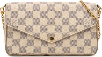 Louis Vuitton Borsa a tracolla Pochette Felicie in tela Damier Azur 2016 - Bianco