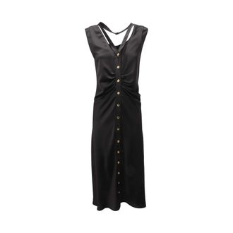 Pinko Satijnen Jurk Acheloo - Dames - Casual kleedjes - Zwart - L - Satijn - Kleedjes