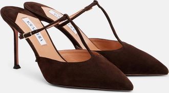 Aquazzura Sorbonne 85 suede mules