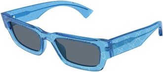 Gucci Rechthoekige Zonnebril - Heren - Zonnebrillen - Blauw - 52 MM - Nylon - Accessoires