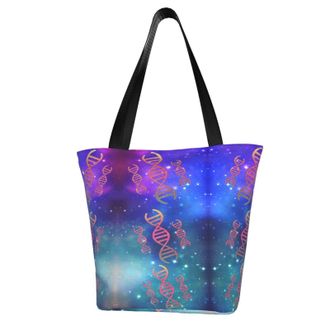 AOOEDM Rainbow Glitter Double HelixReusable Tote Bag Women Casual Handbag Shoulder Bags for Shopping Groceries Travel Outdoors