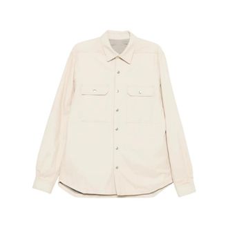 Rick Owens Leren overhemd met klepzakken - Heren - Casual Overhemden - Beige - L - Leer - Overhemden