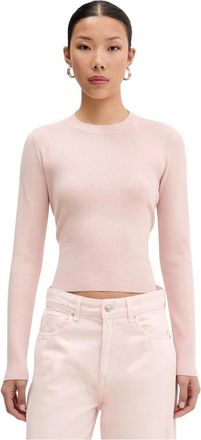 Vicolo Truien & Vesten, Dames, Roze, M, Polyester, Top met V-hals en Lange Mouwen en Ribstructuur