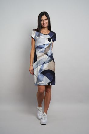 Seidel Moden Druckkleid SEIDEL MODEN, Damen, Gr. 44, N-Gr, jeans, Jersey, Obermaterial: 94% Viskose, 6% Elasthan, bedruckt, k&ouml;rpernah kniefrei, Rundhals, kontrastf