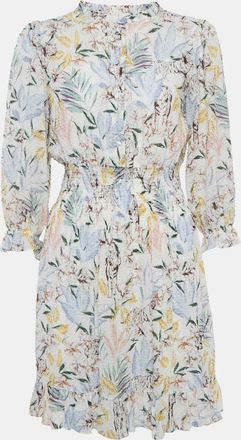 Maje White Floral Print Chiffon Ruffled Mini Dress