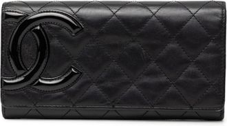 Chanel Black Pink Leather Long Wallet (Bi-Fold) (Pre-Owned)