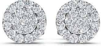 Pompeii3 Tiny Diamond Pave Halo Earrings Studs 10K White Gold W/ Screw Backs 4mm