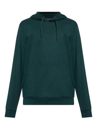 Emporio Armani logo-detail hoodie - men - Cotton - S - Green