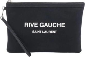 Saint Laurent Pre-owned Clutches, female, Black, Size: ONE SIZE Pre-owned Canvas Clutch