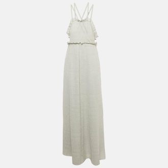 M Missoni Grey Lurex Knit Cross Back Detailed Maxi Dress