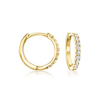 RS Pure by Ross-Simons Diamond Charm-Compatible Huggie Hoop Earrings in 14kt Yellow Gold