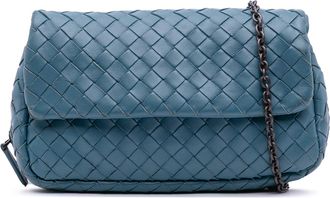 Bottega Veneta Pre-owned Womens Woven Leather Chain Shoulder Bag - Blue - One Size