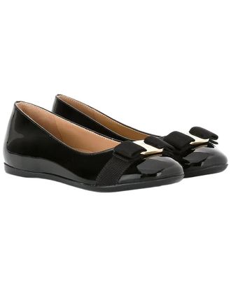 Ferragamo Logo Leather Ballet Flat