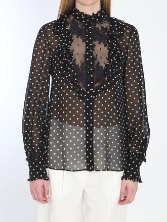 Valentino Garavani Womens Shirt With Polka Dots - Black Cotton - Size EU 40 (Womens)