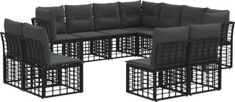 vidaXL Conjunto De Sof&aacute;s De Exterior Negro Poli&eacute;ster Vidaxl