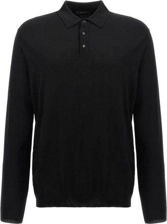 Zanone Wool Polo Shirt - Heren - Ronde hals truien - Zwart - XL - Wol - Truien & Vesten
