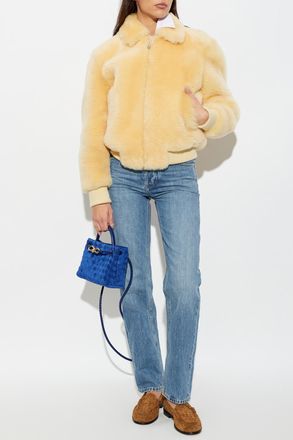 Bottega Veneta Furry bomber Jacket, Womens, Yellow
