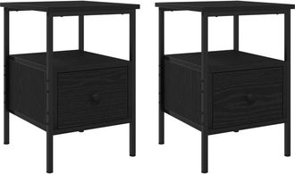 vidaXL Bedside Cabinet with Drawer 2 pcs Black oak 34 x 36 x 50 cm vidaXL