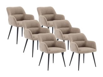 Vente-Unique Vente-unique - Lotto Di 6 Sedie Con Braccioli Tessuto E Metallo Beige - Heka