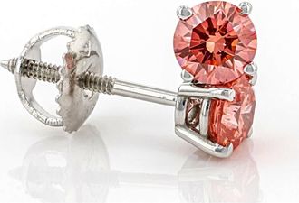 Pompeii3 3/8Ct Pink Lab Grown Diamond Screw Back Studs Earrings 14K White Gold