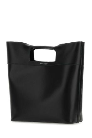 Alexander McQueen Mens Black Leather The Square Bow Shopping Bag 1000 Borse A Mano