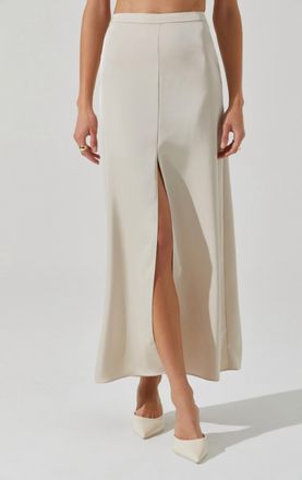 Astr Vitella Satin Midi Skirt In Ecru