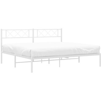 vidaXL Metal Bed Frame without Mattress with Headboard White 180x200cm Vidaxl