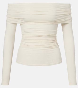 Wolford Draped semi-sheer off-shoulder top