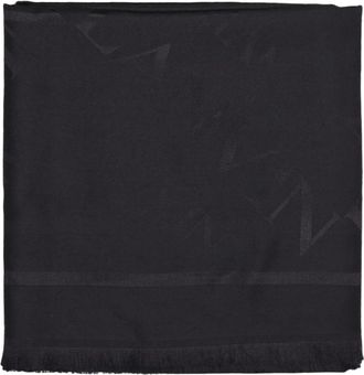 Lanvin Logo Print Wollen Zijden Sjaal - Dames - Zijden sjaals - Zwart - ONE Size - Wol - Accessoires