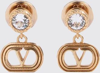 Valentino Garavani VLogo Signature Pendant Earrings in Metal with Pav&eacute; Rhinestones