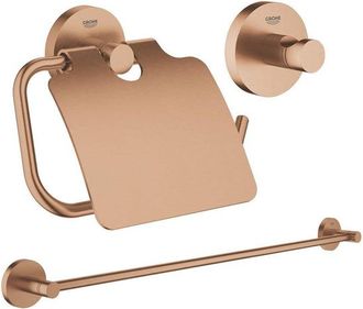 GROHE Essentials accessoireset 3-delig met handdoekhouder, handdoekhaak en toiletrolhouder met klep Brushed warm sunset