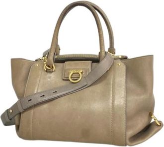 Ferragamo Pre-owned Handbags, female, Gray, Size: ONE SIZE Pre-owned Leather Handbag