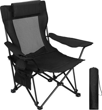 Woltu Woltu Juego De 1 Silla Plegable De Pesca Con Reposacabezas Plegable Y Respaldo Ajustable. Silla Plegable Port&aacute;til Con Portavasos Y Reposapi&eacute;s Para Cam