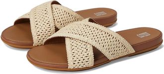 FitFlop Gracie Woven Cross Slides Womens Shoes Deep Tan/Ivory : 11 M (B), Leather