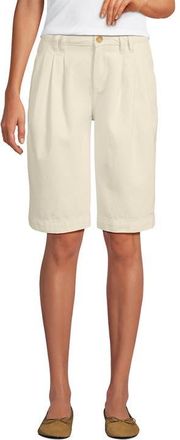 Lands End Lightweight Denim Mid Rise Pleated 12 Slouchy Shorts in Natural at Nordstrom, Size 16