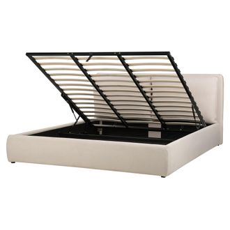 Beliani Cama Con Almacenaje De Tela Beige Claro 180 X 200 Cm Bajonna