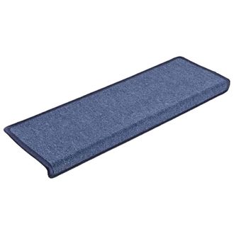 vidaXL Tappetini Per Scale 15 Pz 65x21x4 Cm Blu Bordo Rettangolare - Vidaxl