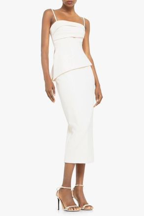 Black Halo Marla Two-Piece Midi Dress In Bone