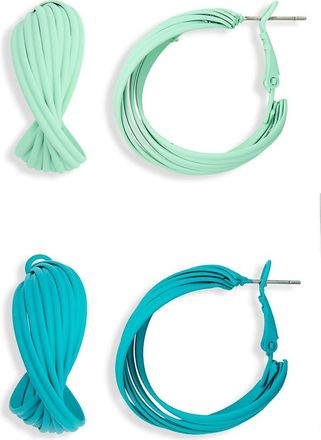 Natasha 2-Pack Twisted Hoop Earrings in Mint/Turquoise at Nordstrom Rack