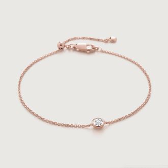 Monica Vinader Rose Gold Diamond Essential Bracelet Diamond