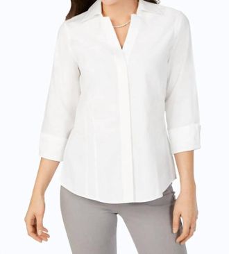 Foxcroft Taylor 3/4 Sleeve Top In White