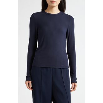 Vince Luxe Long Sleeve Crewneck Top in Twilight Navy at Nordstrom, Size Xx-Small