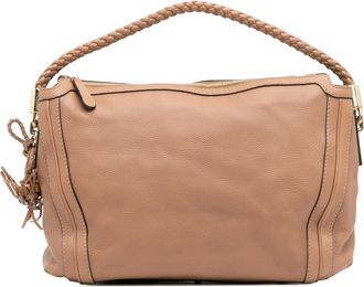 Gucci Pre-owned Womens Hobo Bag Leather Braided Handle - Tan - One Size