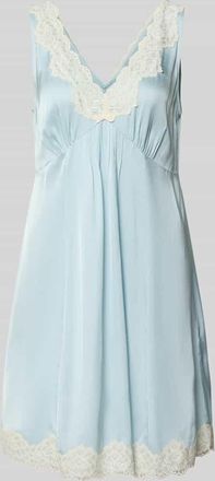 Jake*s Casual Minikleid aus Satin mit Spitzenbesatz in Eisblau, Gr&ouml;&szlig;e 34